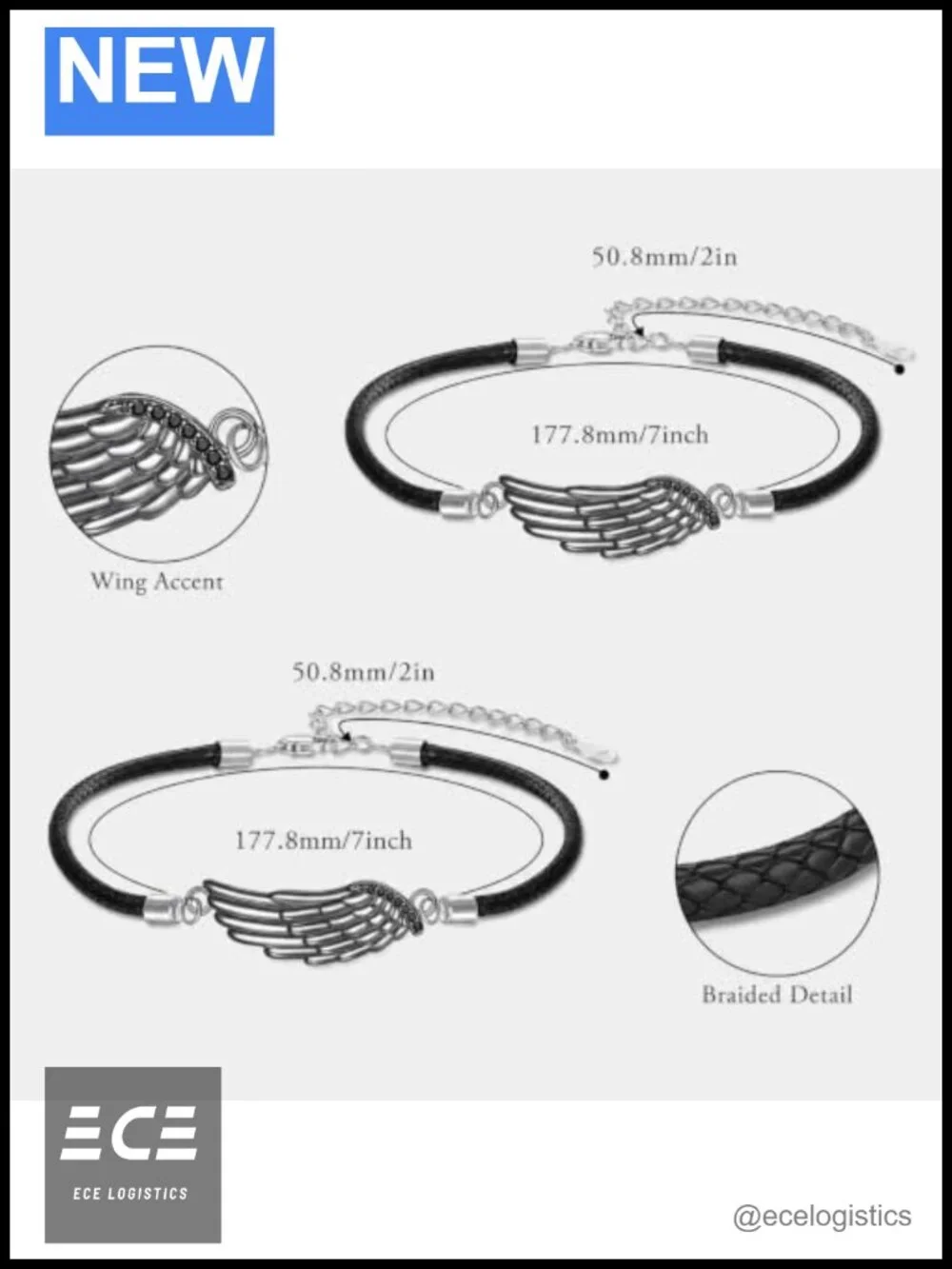 Sterling Silver Angel Wing Bracelet Adjustable Chain Guardian Jewelry Gift